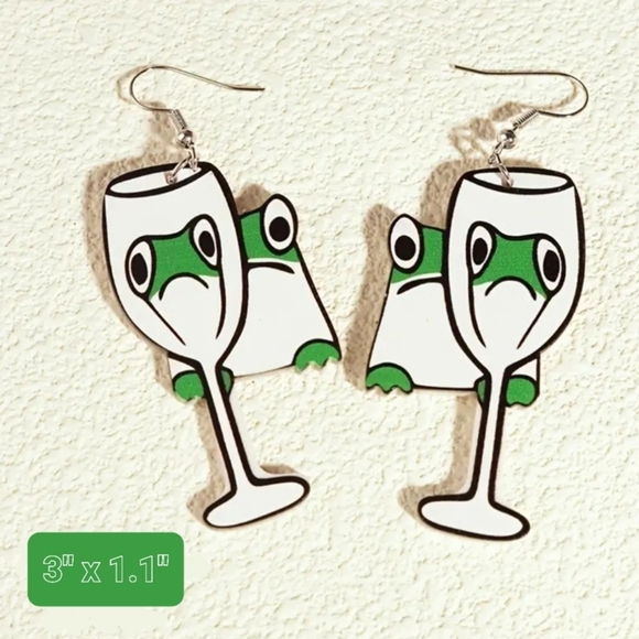 🆑️ Boozy Frog Earrings NWT - Picture 2 of 2
